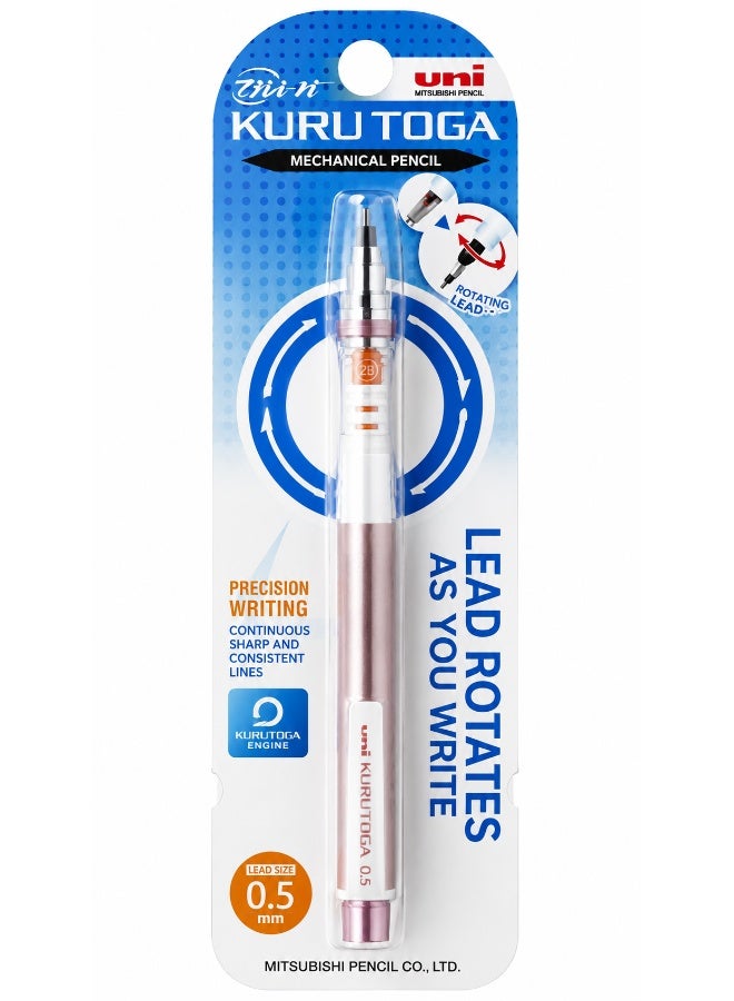 UNI Kuru Toga Standard Mechanical Pencil M5-450 1P.13, 0.5 mm, Baby Pink, Plastic & Metal, 1 pencil for school notes - Image 2