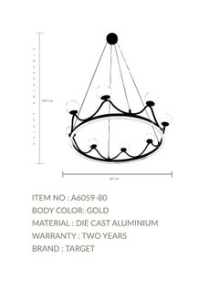 Target LED Crown Design Chandelier Gold for Living Room, Bedroom 100x80cm  - Image 4