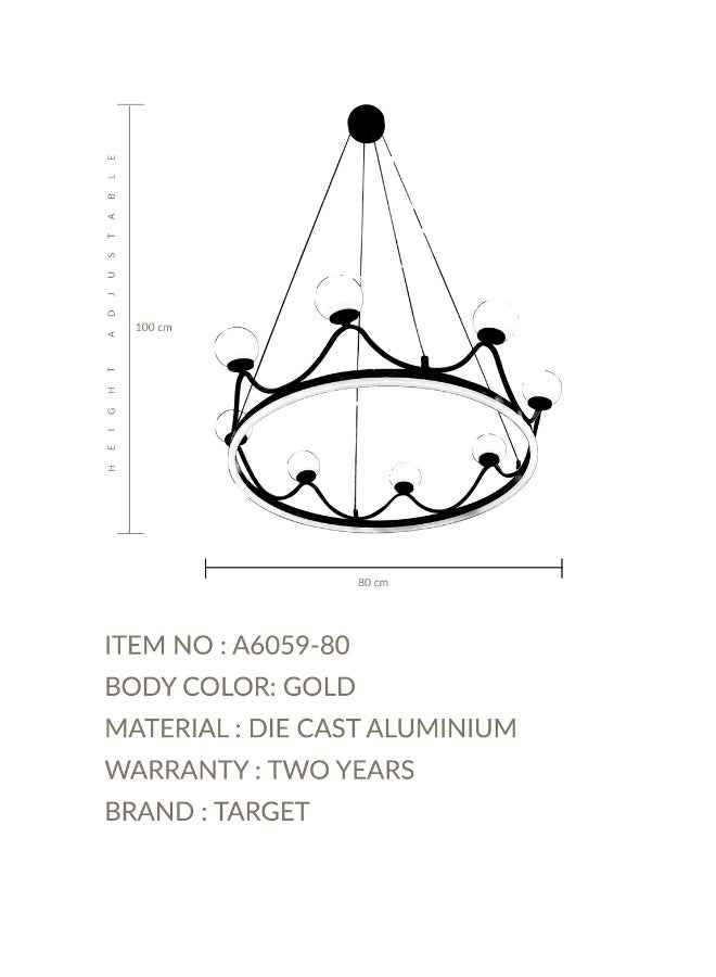Target LED Crown Design Chandelier Gold for Living Room, Bedroom 100x80cm - Image 4