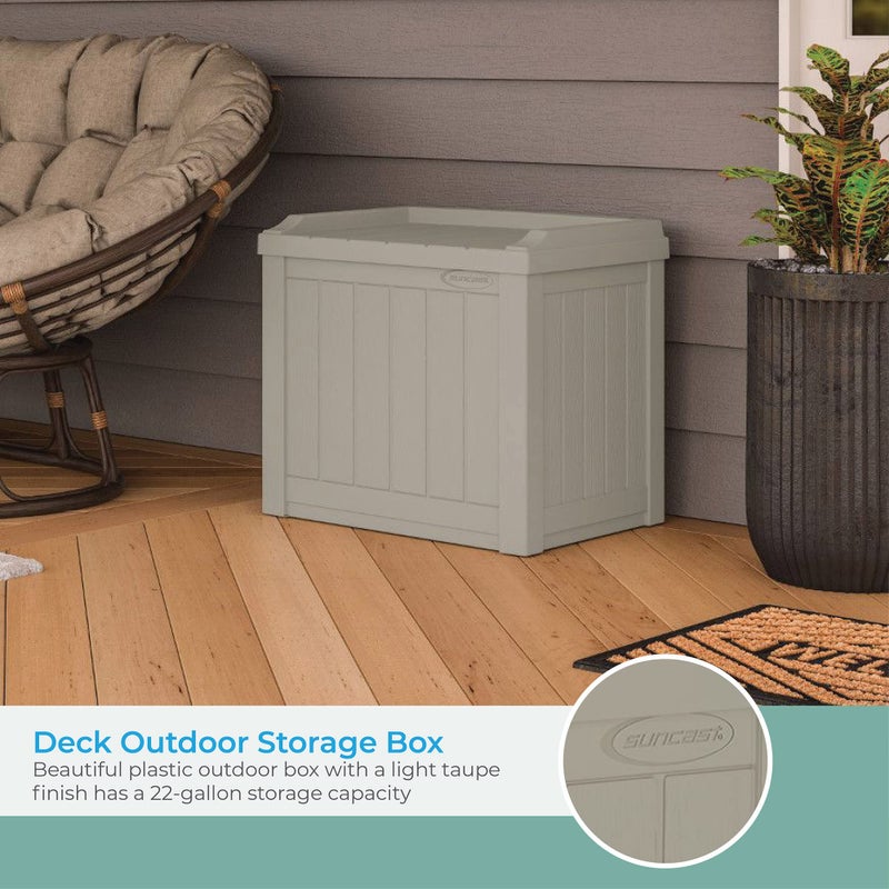 Suncast Outdoor Storage Box - 22 Gallon Light Taupe Resin Outdoor Deck Box with Seat, Weatherproof Patio Storage Bin Container for Keeping Cushions, Tools & Towels for Pool, Yard, & Garden - Image 3