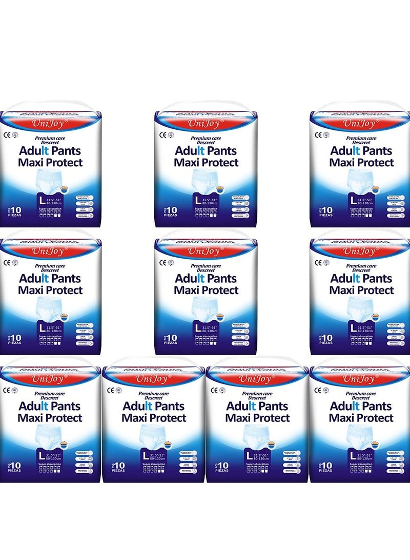 UniJoy 100 Pieces UniJoy Adult Diapers Pull Up / Pant Style Maximum Absorbency, Maximum Overnight Absorbency, Leak Protection, for Men and Women / Unisex, Large – Extra Large (Waist Size 80 cm – 130 cm) - Image 1