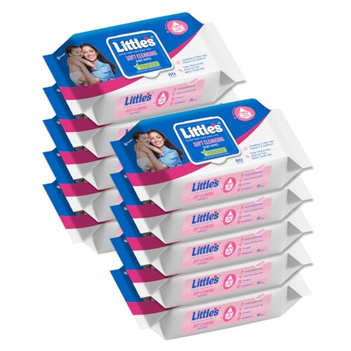 Little's Soft Cleansing Baby Wipes with Lid | 80 Wipes x Pack of 10 -800 Wipes | Extra Thick & Moist Wet Wipes for Baby's | Prevents Rashes & Redness with Goodness of Aloe Vera, Vitamin E & Jojoba Oil - Image 1