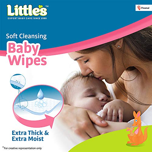 Little's Soft Cleansing Baby Wipes with Lid | 80 Wipes x Pack of 10 -800 Wipes | Extra Thick & Moist Wet Wipes for Baby's | Prevents Rashes & Redness with Goodness of Aloe Vera, Vitamin E & Jojoba Oil - Image 5