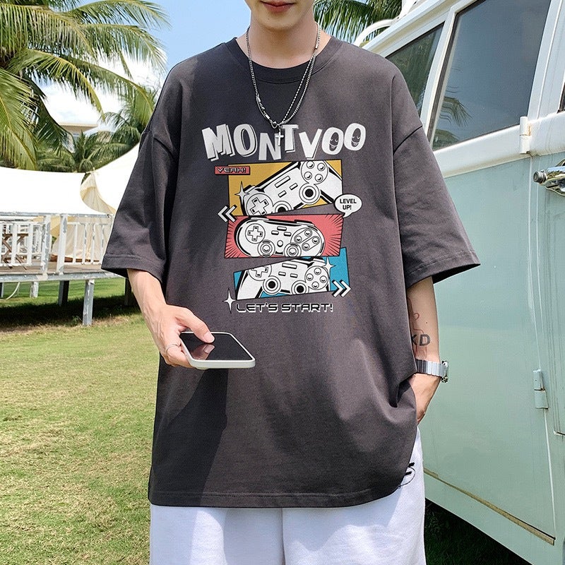 New Summer ins Youth Popular Hong Kong Style Printed Cartoon Anime Round Neck Half Sleeve Fashionable Trendy Brand T-Shirt for Men - Image 3