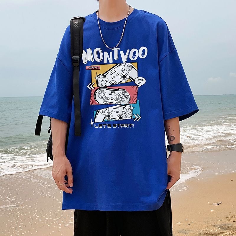 New Summer ins Youth Popular Hong Kong Style Printed Cartoon Anime Round Neck Half Sleeve Fashionable Trendy Brand T-Shirt for Men - Image 5