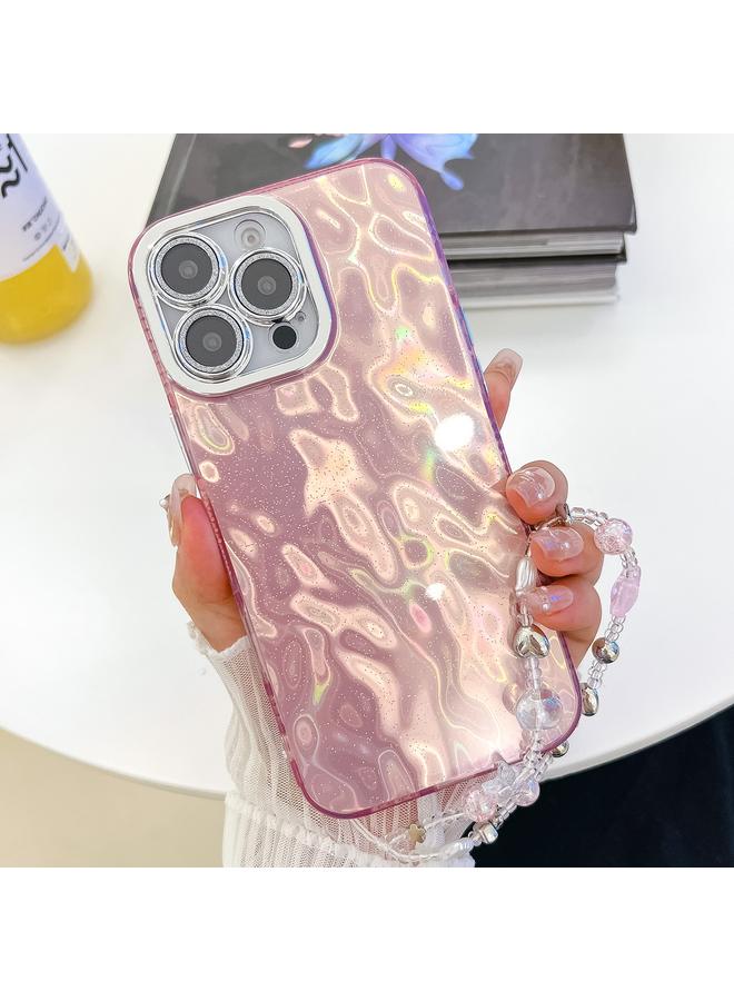 اس-توب جراب لهاتف iPhone 16 Pro Max مطلي بطبقة لامعة وسلسلة معصم من مادة TPU مع غشاء عدسة - Image 1