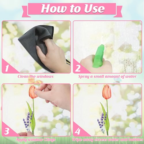 Traplace 210PCS Spring Window Clings, 9 Sheet Spring Window Clings for Glass Windows with Tulip Flowers Butterfly, Double-Side Decals Stickers Decorations for Home Office Decor - Image 4