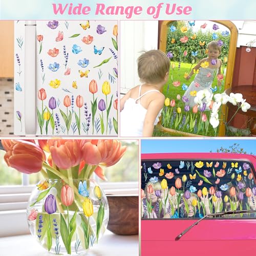 Traplace 210PCS Spring Window Clings, 9 Sheet Spring Window Clings for Glass Windows with Tulip Flowers Butterfly, Double-Side Decals Stickers Decorations for Home Office Decor - Image 5