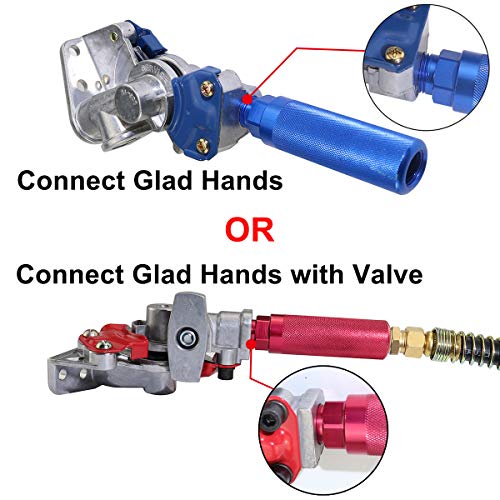 KOOTANS Emergency Glad Hands with Valve Set Aluminum Gladhand Handshake Kit Universal Air Hose Brake Coupling Connector with Anodized Aluminum Handles, for Truck Semi Trailer Tractor RVS - Image 5