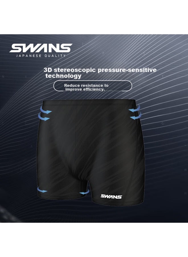 Swans Men's Square Leg Swim Trunks Quick Dry Swimwear For Professional Training Spa Black L