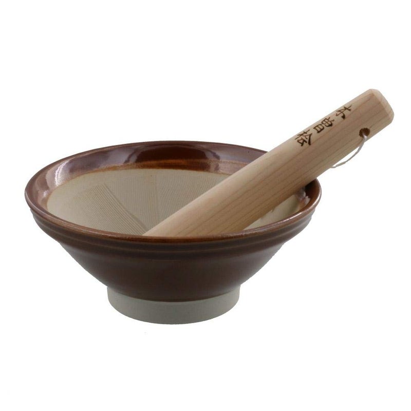 Zen Table Japan Traditional Mortar  Pestle Set Suribachi  Surikogi Medium 7 inches Made in Japan