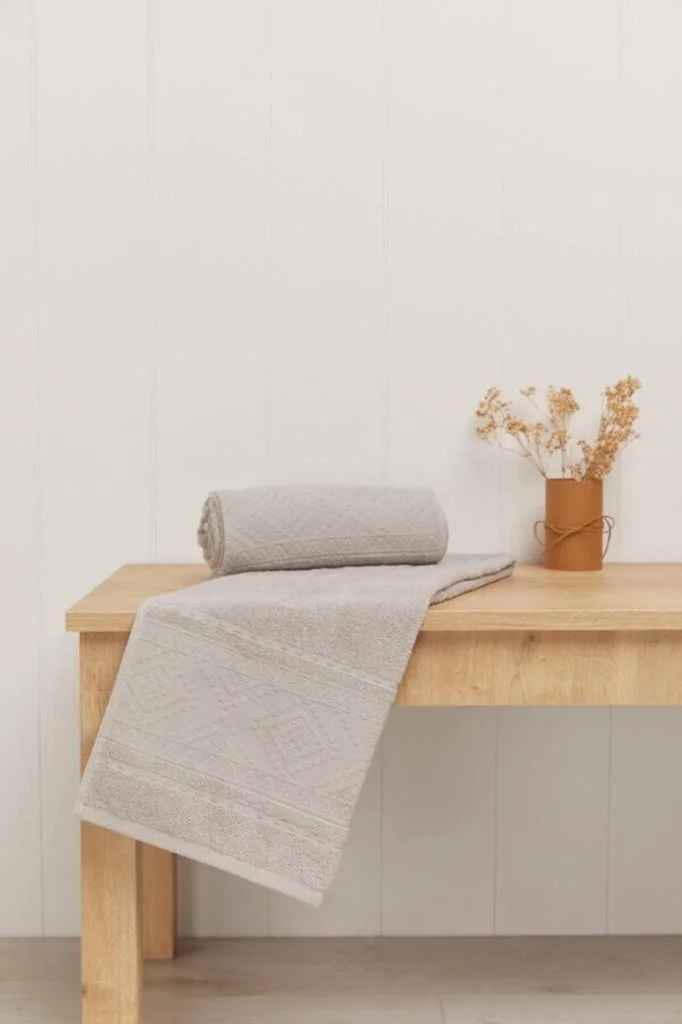 مينيهوم Kilim Patterned Jacquard Set of 2 Hand Towels 50 x 90 - Gray