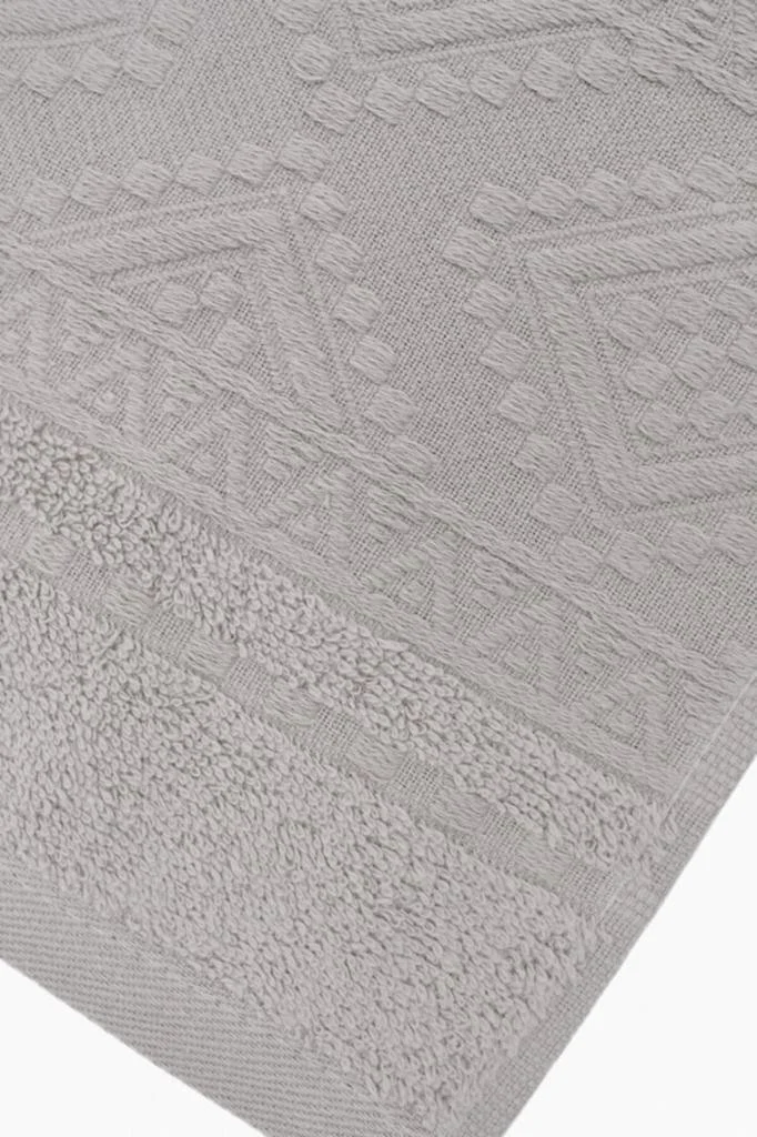 مينيهوم Kilim Patterned Jacquard Set of 2 Hand Towels 50 x 90 - Gray