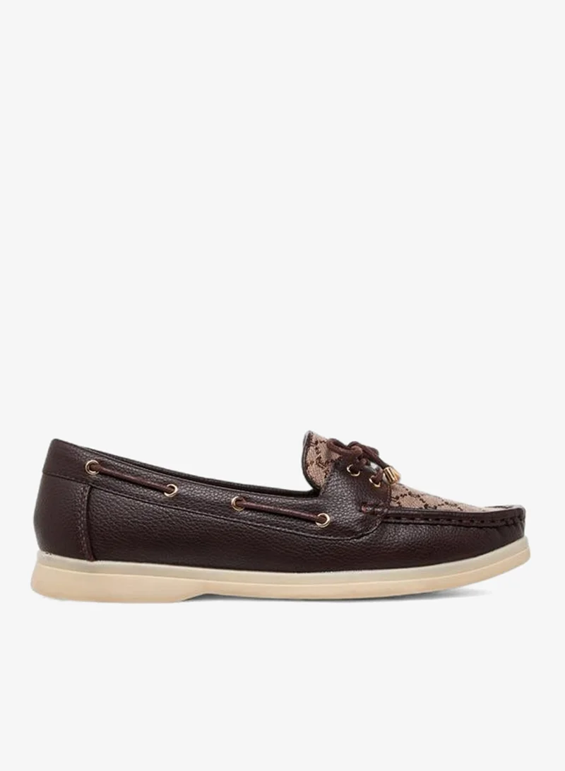 Le Confort BROWN Women Monogram Detail Slip-On Moccasins for Women | Best Price UAE