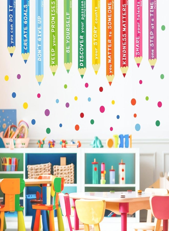 HATARU Colorful Inspirational Wall Decal Kids Wall Decals Color Wall Decals Motivational Quotes Wall Sticker You Can Do It Wall Sticker Polka Dots Decals Peel and Stick for Nursery Classroom Playroom Decor - Image 1