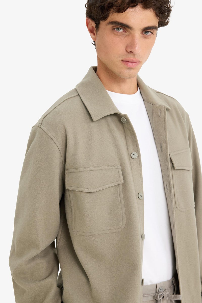 DeFacto Green Man Regular Fit Long Sleeve Overshirt Casual - Image 4