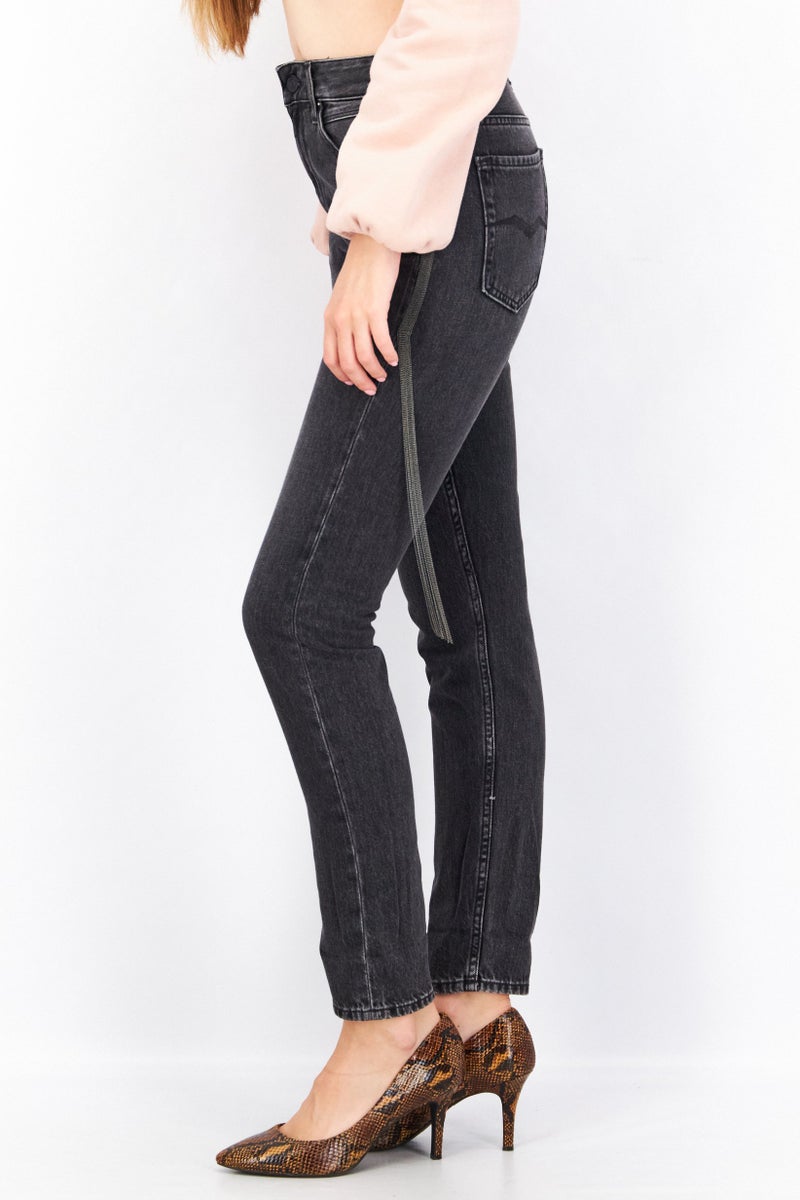 Replay Women Slim Fit Wash Non-Stretchable Denim, Black - Image 3