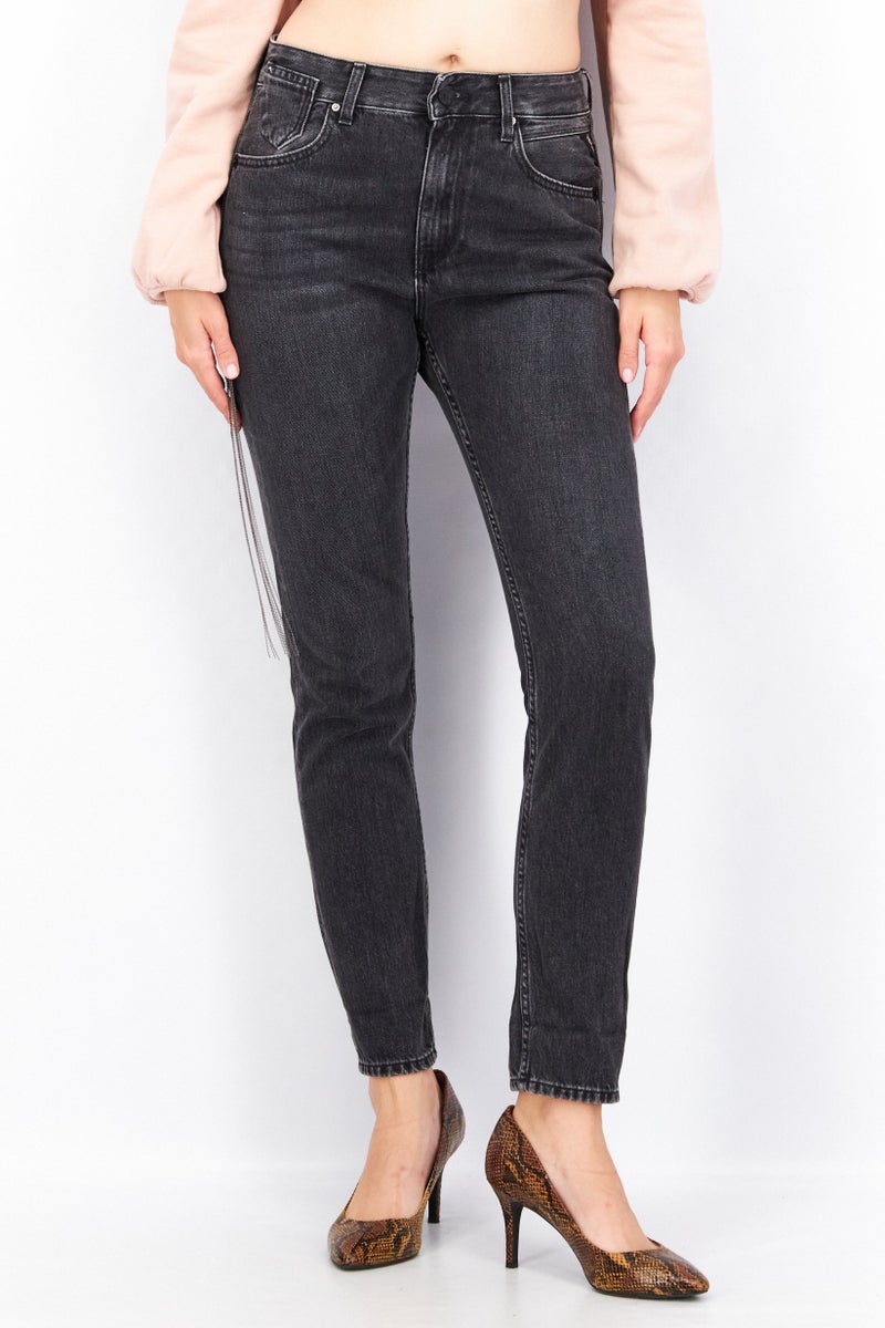 Replay Women Slim Fit Wash Non-Stretchable Denim, Black - Image 1