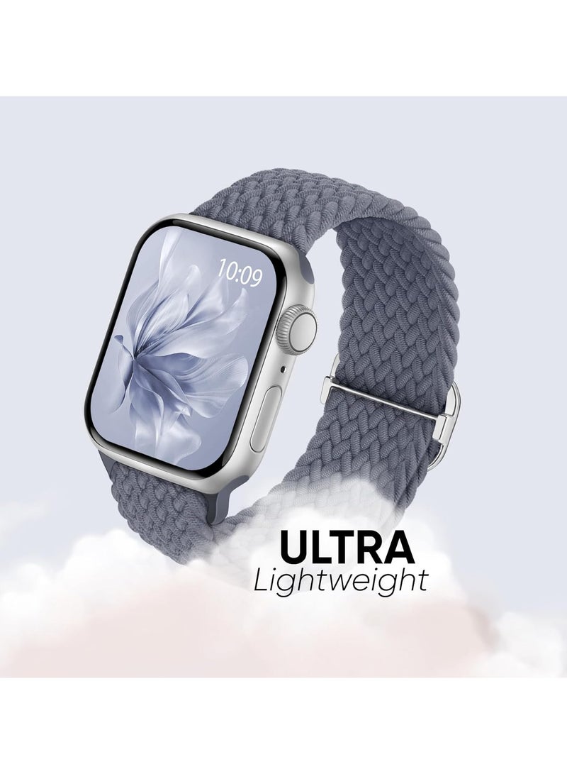 6 Pack Braided Stretchy Bands Compatible with Apple Watch Band 38mm 40mm 41mm 42mm Women Men, Adjustable Nylon Solo Loop Elastic Straps for iWatch Series 10 9 8 7 6 5 4 3 SE Ultra - Image 4