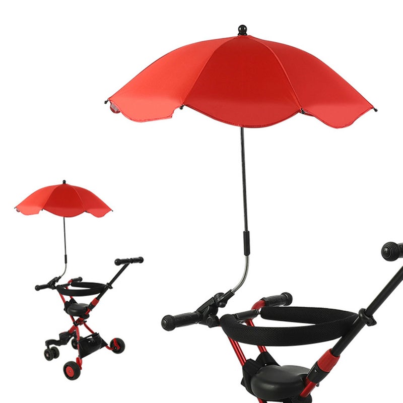 14in Universal Stroller Parasol with UV Protection Adjustable Baby Stroller Umbrella Black (Silver Glue) - Image 3