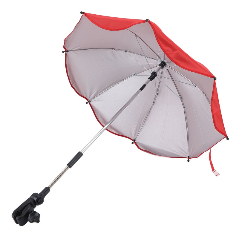 14in Universal Stroller Parasol with UV Protection Adjustable Baby Stroller Umbrella Black (Silver Glue) - Image 1