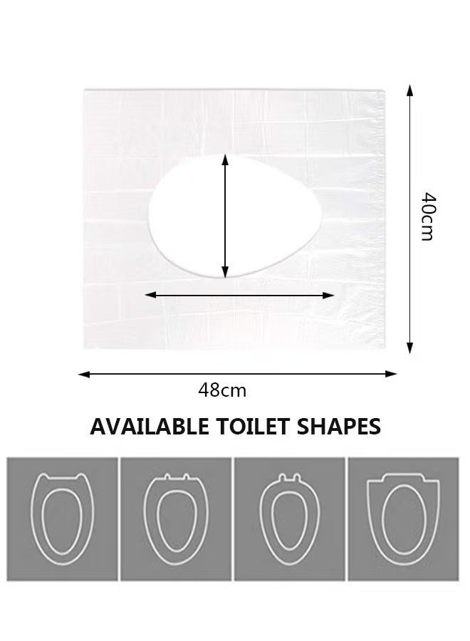 50 قطعة من أغطية مقاعد المرحاض البلاستيكية للسفر للاستخدام مرة واحدة ووسادة المرحاض المحمولة المقاومة للماء وبساط المرحاض مغلف بشكل فردي للسفر للأطفال وتدريبهم على استخدام المرحاض والكبار - Image 4
