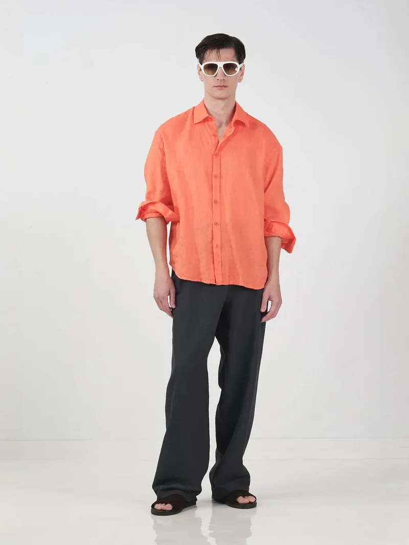 Giesto GIESTO Men's Oversized Linen Overshirt