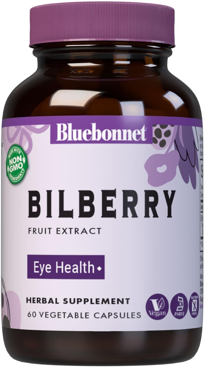 Bluebonnet Blue Bonnet Bilberry Fruit Extract Herbal Supplement - 60 Vegetable Capsules for Eye Health - Image 1