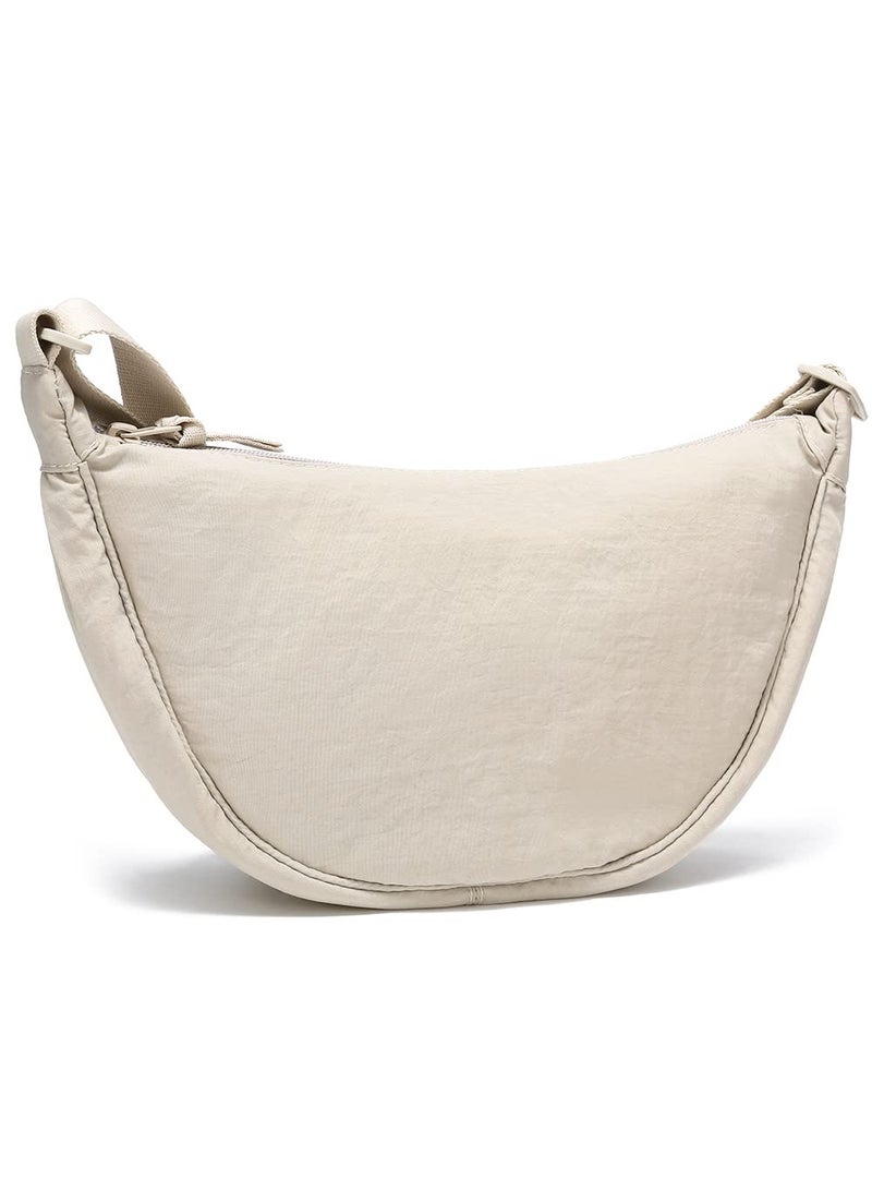 YIKOEE Crescent Bag for Women Men Small Sling Crossbody Bag with Half Moon Shape (Beige) - Image 4