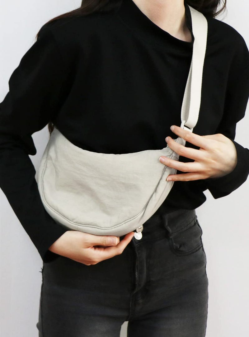 YIKOEE Crescent Bag for Women Men Small Sling Crossbody Bag with Half Moon Shape (Beige) - Image 2