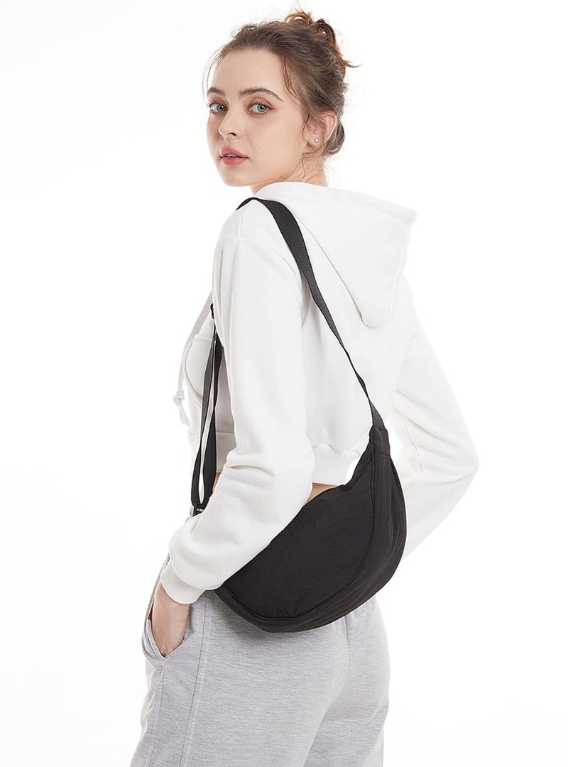 YIKOEE Crescent Bag for Women Men Small Sling Crossbody Bag with Half Moon Shape (Beige) - Image 3