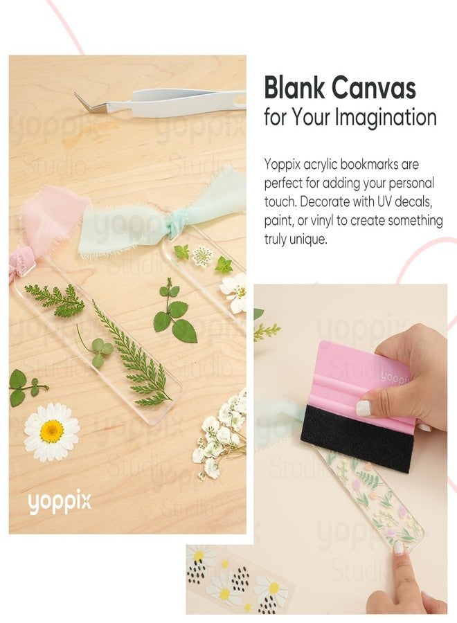 YOPPIX 30 Pieces Acrylic Bookmark Blanks- 3mm Thicken Clear Acrylic Bookmarks with 30 Pcs Ribbon for Reading Lovers DIY Crafts Presents, Graduation Back to School Presents - Image 3