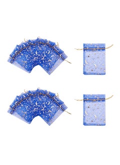 ماركة غير محددة Pandahall Moon and Stars Print الأورجانزا الحلوى والرباط أكياس هدايا الأورجانزا للحفلات وحفلات الزفاف والمجوهرات، 120 قطعة، أزرق، من BH Pandahall  - Image 1