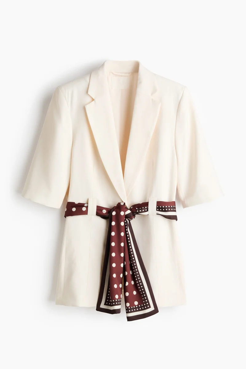 H&M Short-sleeved tie-belt blazer
