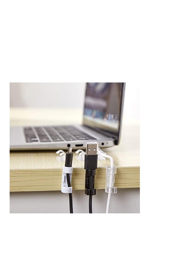 20-Piece Self-Adhesive Cable Clip Organizer Set – White Cord Holders for Desk, Wall, or Car – Strong Adhesive Wire Management Clips for , Charger, Headphones – 18.4cm Total Length  - Image 2