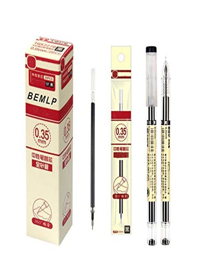 BEMLP Gel Ink Pen Refills Rods 0.35mm Ultra Fine Black Quick-Drying Gelpen Ballpoint for Finance Marker Pens School Office Exam Supplies Student Writing Drawing Stationery(1 Pc Pen+20 Pc Refill) (Black) - Image 4