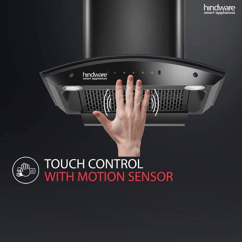 hindware Hindware Divina 60 C BLK 1200 mhr AutoClean Kitchen Chimney With Motion Sensor Touch Control Black f Life Time warranty  - Image 3