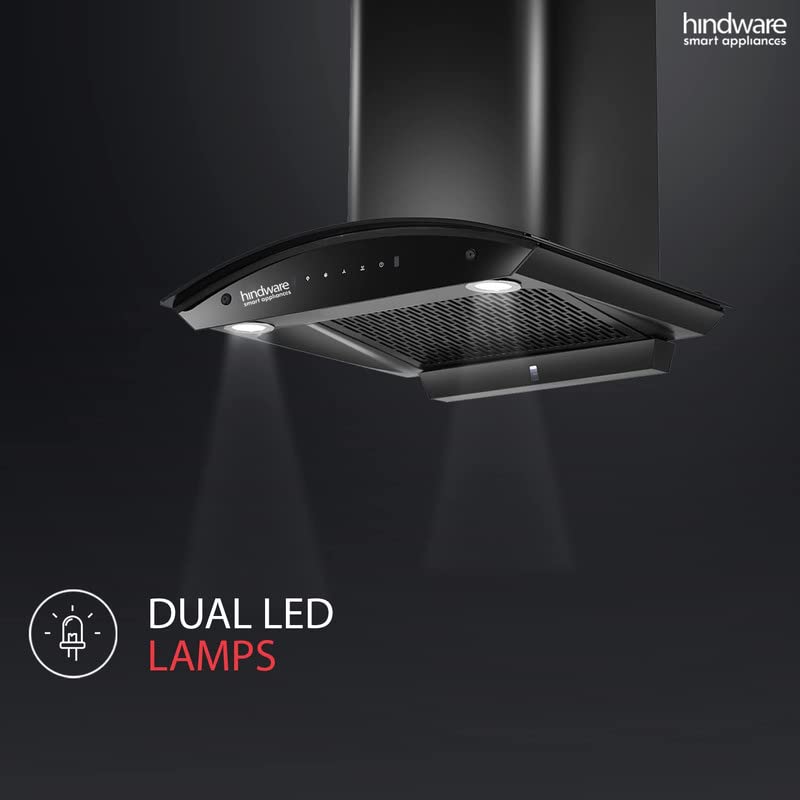 hindware Hindware Divina 60 C BLK 1200 mhr AutoClean Kitchen Chimney With Motion Sensor Touch Control Black f Life Time warranty  - Image 5