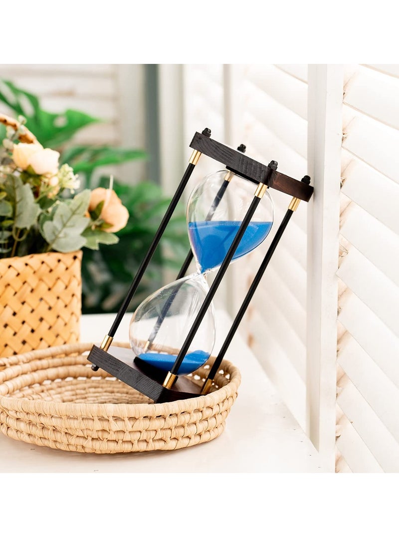 Generic Hourglass Timer, 60 Minutes Sand Timer Vintage Wooden Men's Ladies Quiet Clock for Home Office Kitchen Wedding Decor Ornaments Blue  - Image 2