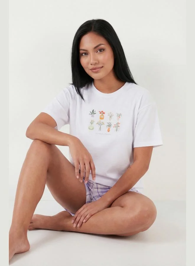 Lela  Lela Cotton Regular Fit Patterned Shorts Pajama Set Women's PAJAMA SET 65790782 for Women | Best Price UAE