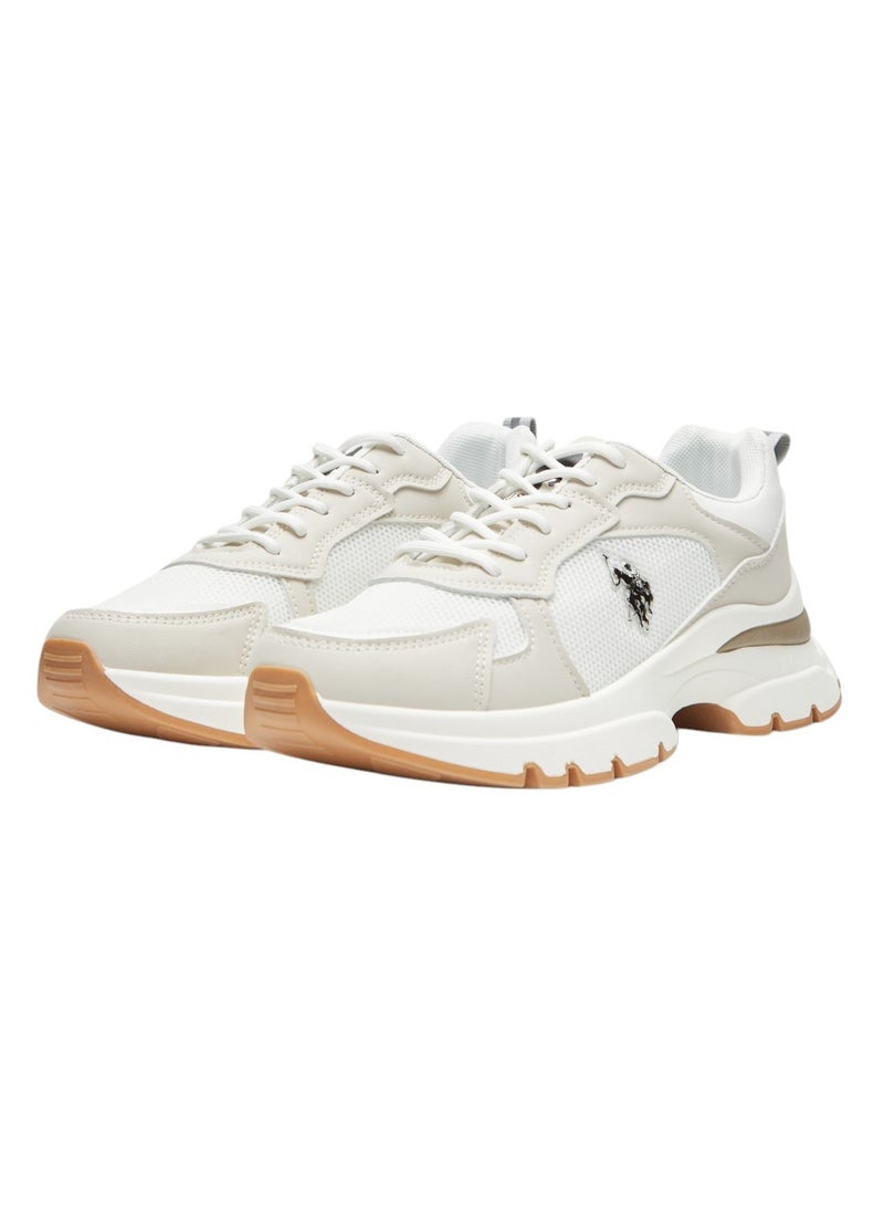 U.S. Polo Assn. - Women's White with Beige Accent Sneakers - Bold Rugged Style with Durable Sole for Outdoor Wear - Image 1