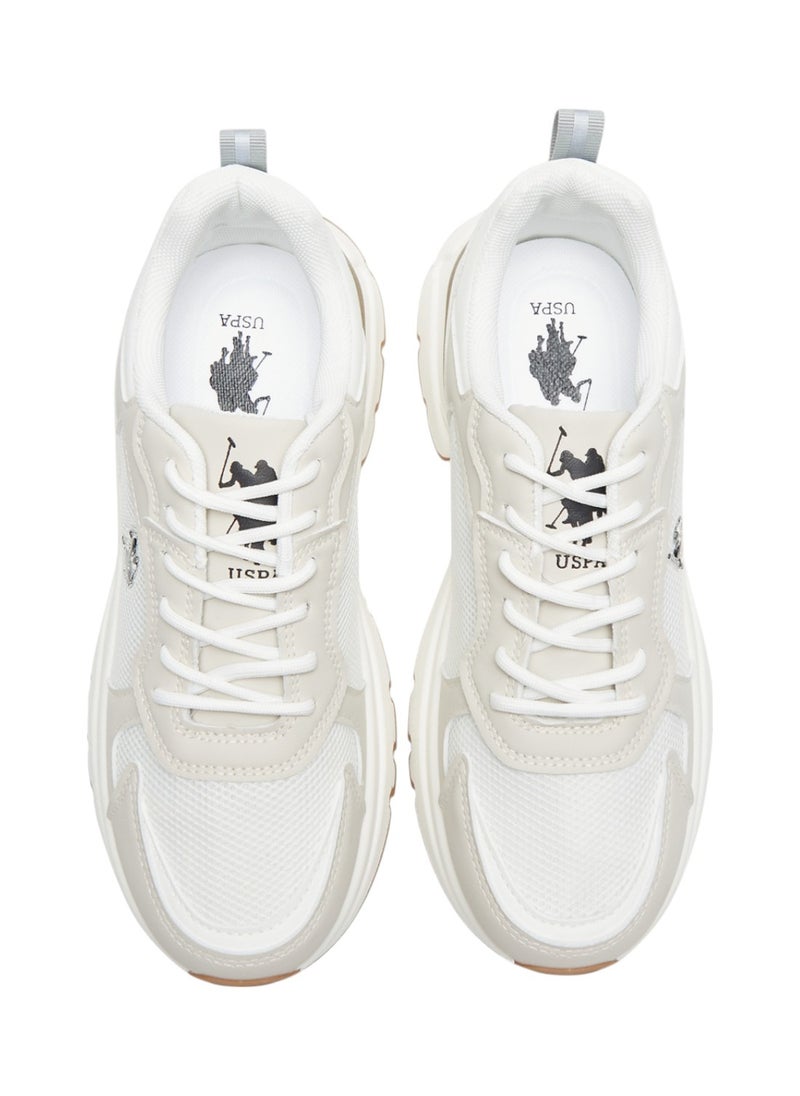 U.S. Polo Assn. - Women's White with Beige Accent Sneakers - Bold Rugged Style with Durable Sole for Outdoor Wear - Image 1