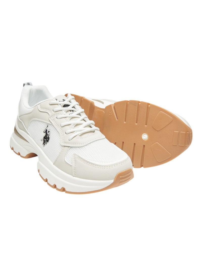 U.S. Polo Assn. - Women's White with Beige Accent Sneakers - Bold Rugged Style with Durable Sole for Outdoor Wear - Image 1