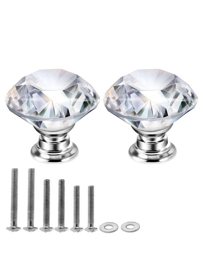 متسونينغ مقبض زجاجي ماسي من Mtsooning مكون من قطعتين، مقاس 30 مم/1.18 بوصة من الكريستال الشفاف مع 3 براغي بمقاسات مختلفة لخزانة الملابس وأدراجها وخزانة المطبخ - Image 1