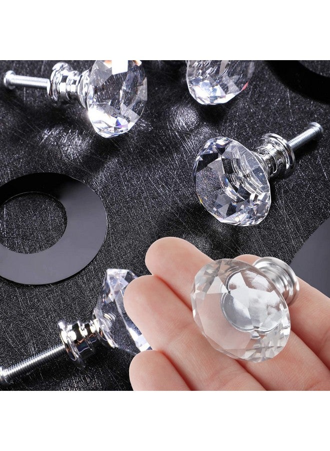 متسونينغ مقبض زجاجي ماسي من Mtsooning مكون من قطعتين، مقاس 30 مم/1.18 بوصة من الكريستال الشفاف مع 3 براغي بمقاسات مختلفة لخزانة الملابس وأدراجها وخزانة المطبخ - Image 2