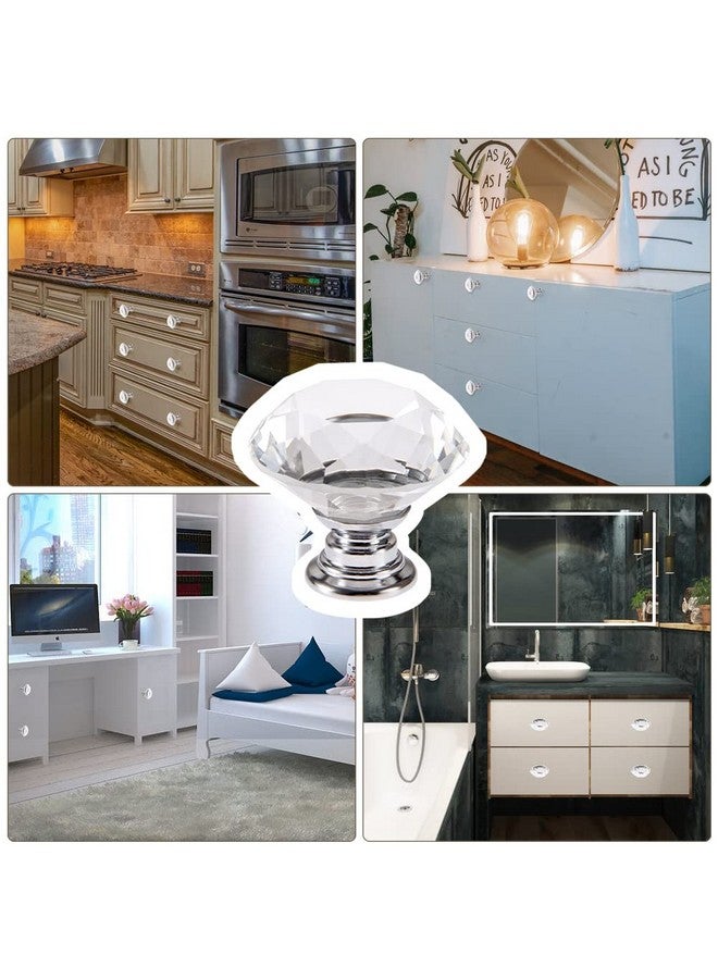 متسونينغ مقبض زجاجي ماسي من Mtsooning مكون من قطعتين، مقاس 30 مم/1.18 بوصة من الكريستال الشفاف مع 3 براغي بمقاسات مختلفة لخزانة الملابس وأدراجها وخزانة المطبخ - Image 4