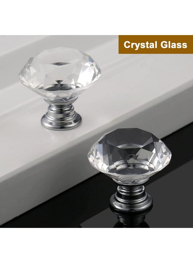 متسونينغ مقبض زجاجي ماسي من Mtsooning مكون من قطعتين، مقاس 30 مم/1.18 بوصة من الكريستال الشفاف مع 3 براغي بمقاسات مختلفة لخزانة الملابس وأدراجها وخزانة المطبخ - Image 3