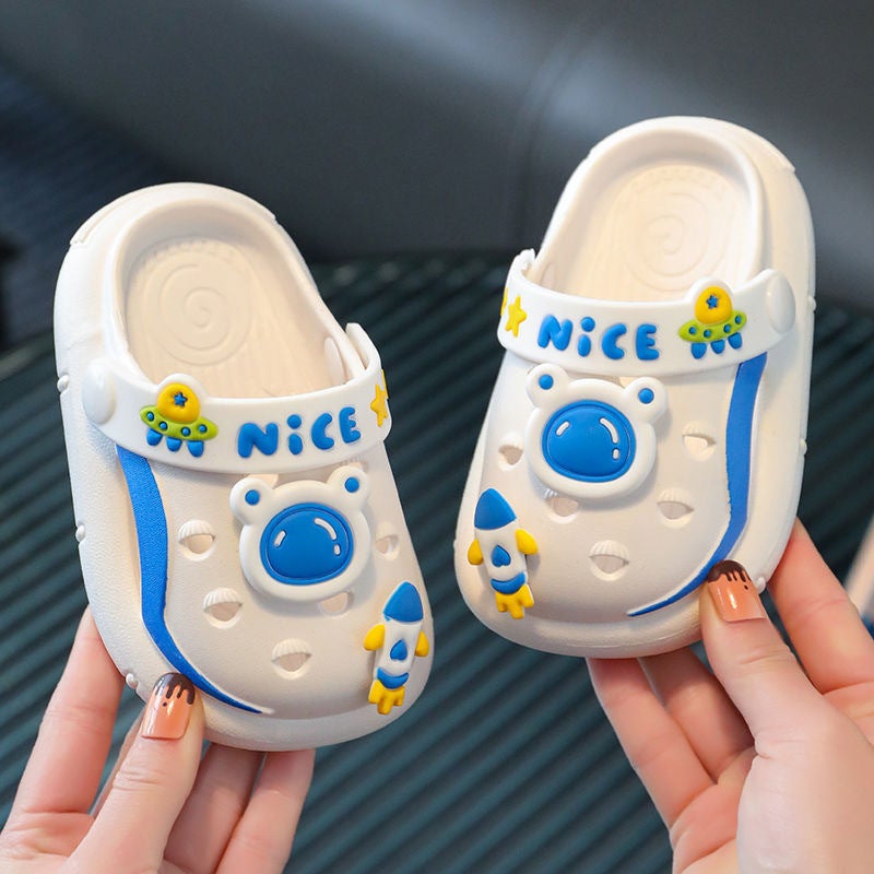 Kids Cute Bear Summer Slipper Boys Girls Anti-Slip Soft Sole T21 White 