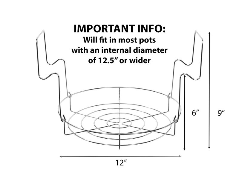 Concord 12" Stainless Steel Canning Rack. Holds 8 Pint or 7 Quart Jars. No Rust, Extra Stability. FITS IN POT WITH AT LEAST 12.5" WIDTH. BULK PACKS (2 Pack) - Image 4