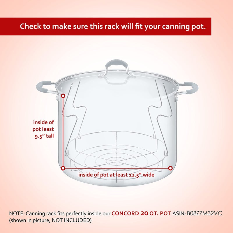 Concord 12" Stainless Steel Canning Rack. Holds 8 Pint or 7 Quart Jars. No Rust, Extra Stability. FITS IN POT WITH AT LEAST 12.5" WIDTH. BULK PACKS (2 Pack) - Image 5